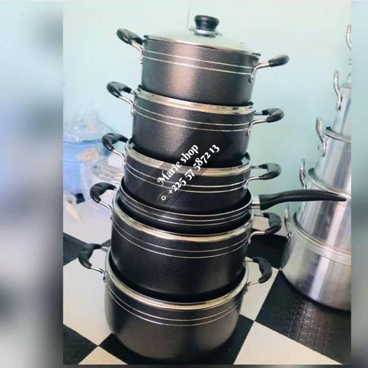 Lot de 6 pièces casseroles + poêle antiadhésif
