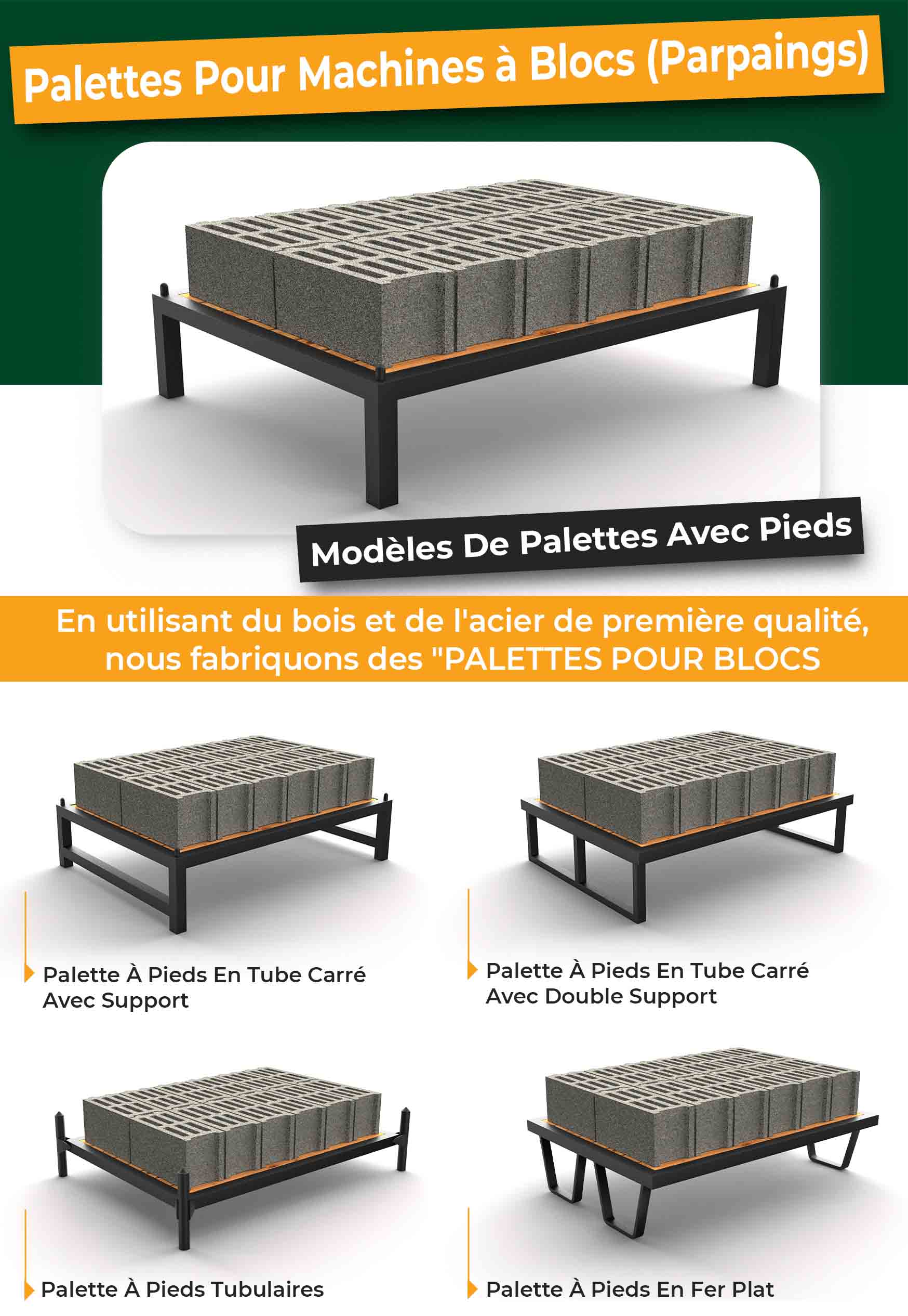 Palettes En Bois Pour Machines à Blocs De Béton