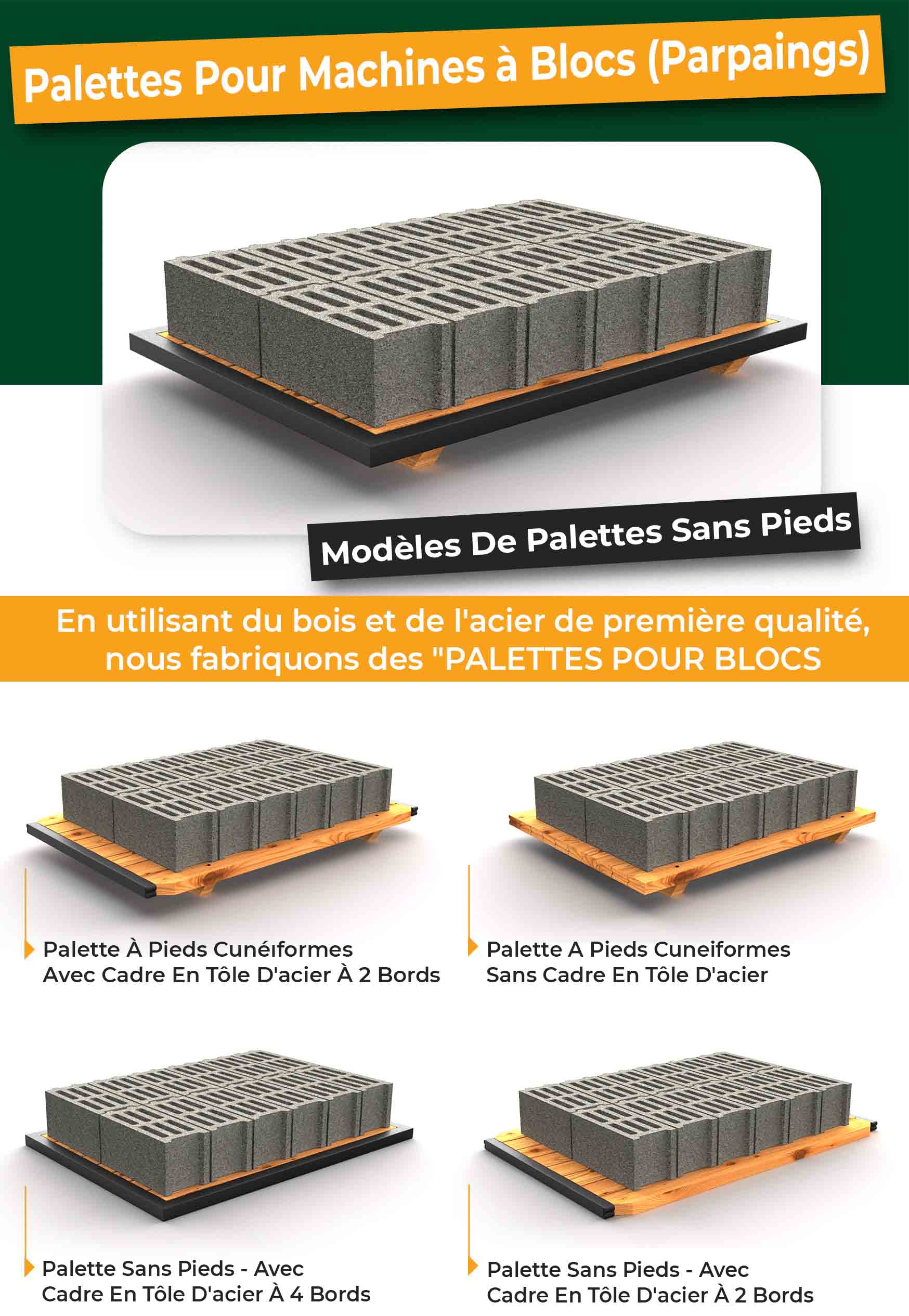 Palettes En Bois Pour Machines à Blocs De Béton — photo 2