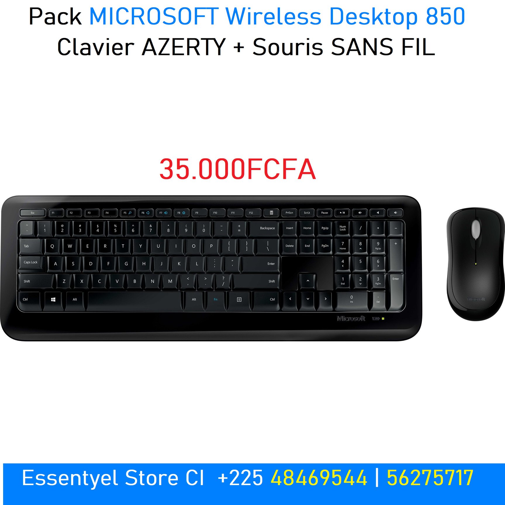 Pack Clavier AZERTY + Souris Sans Fil