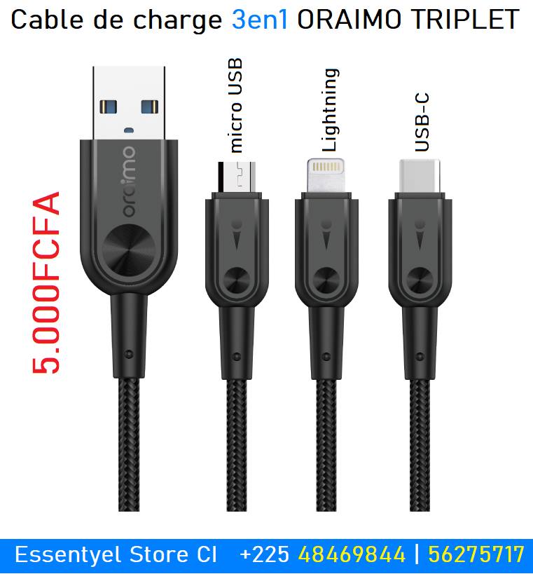 Câble de Charge 3 en 1