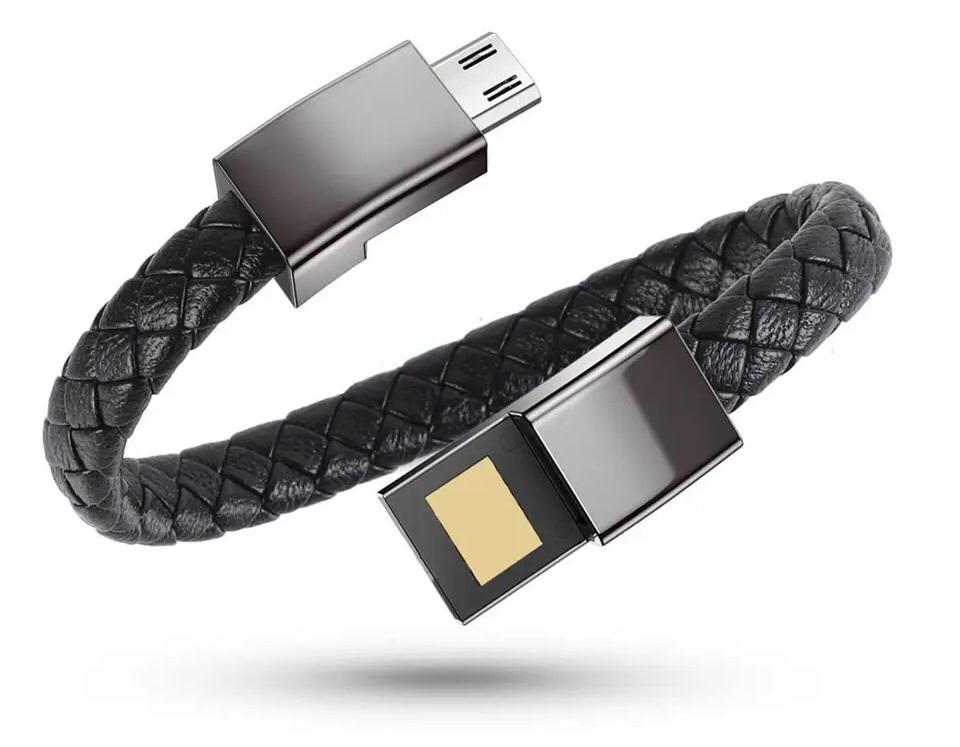 BRACELET CHARGEUR EN CUIR TRESSE — photo 3