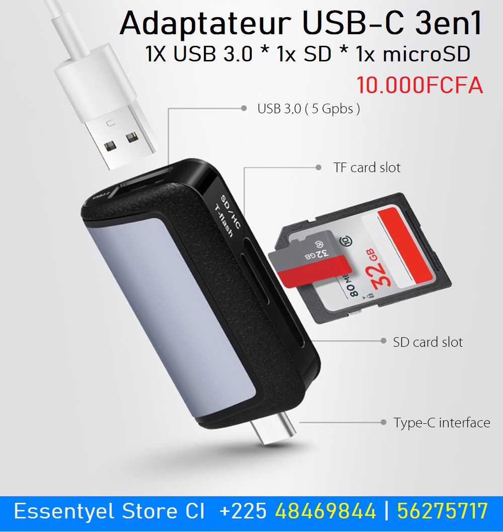 Adaptateur USB-C 3 en 1