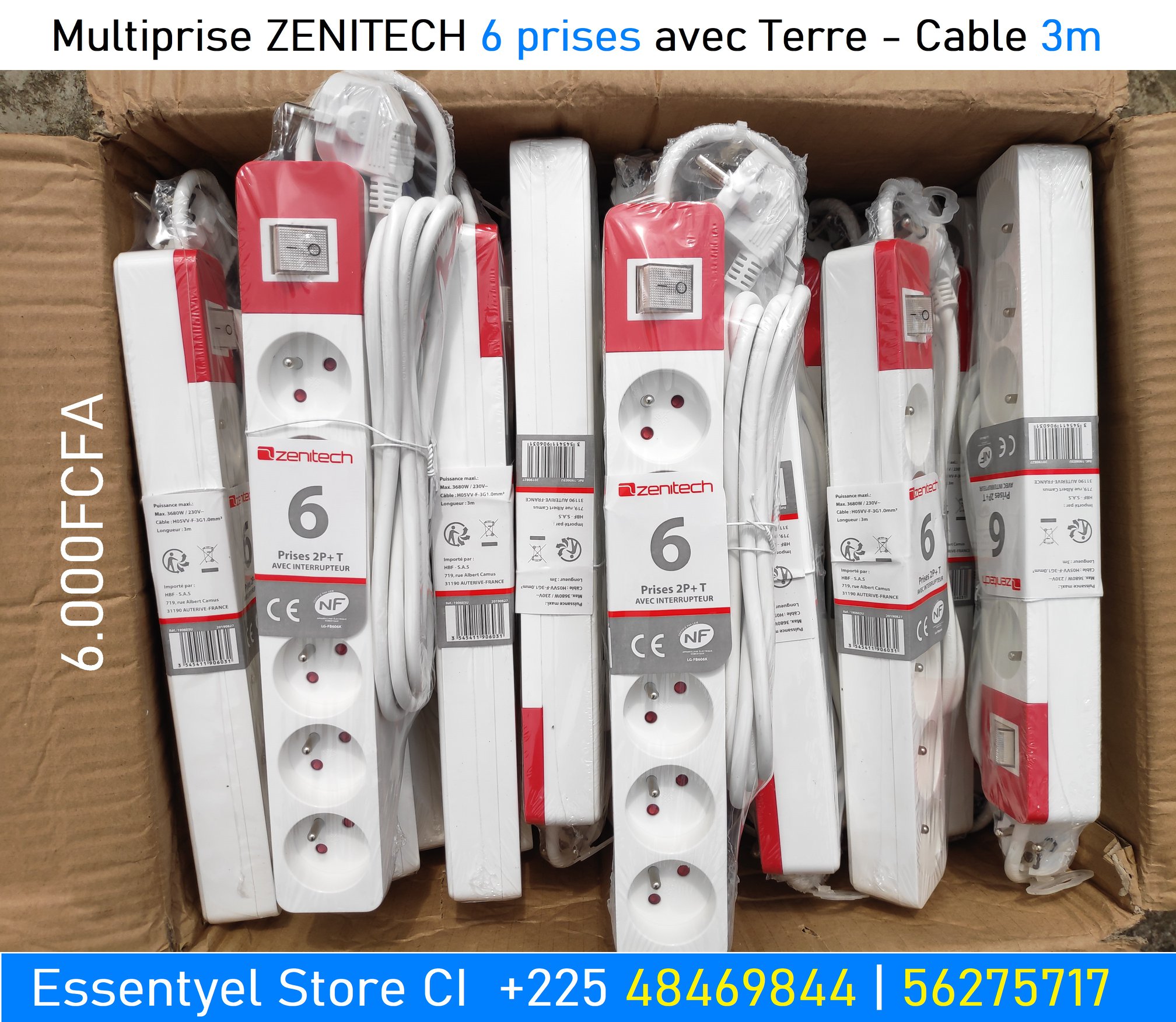 Multiprise ZENITECH 6 Prises avec Terre