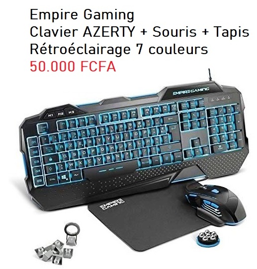 Clavier AZERTY Empire Gaming  + Souris + Tapis